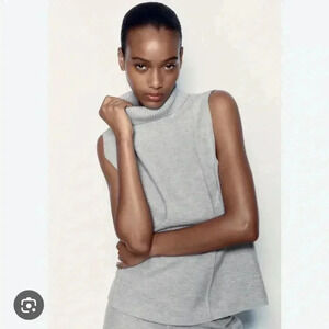 Zara  Soft Turtleneck Sleeveless Top